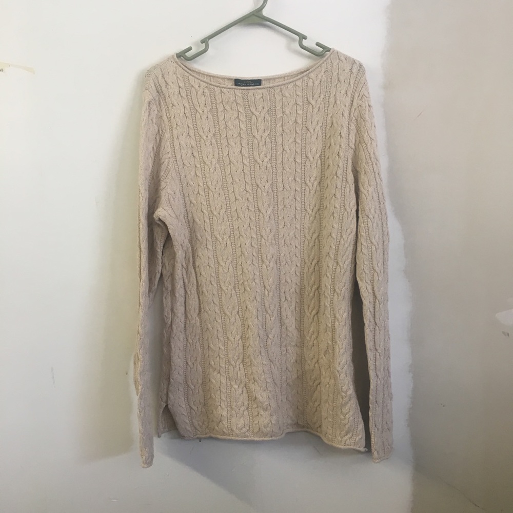 Ralph Lauren Cable-Knit Crewneck Beige Sweater
